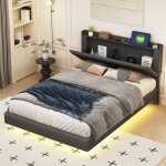 Fortuna lai - lit double led suspendu 140x200cm, en tissu de lin, avec sommier  lattes et tte de lit ...