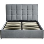 Cotecosy - lit double luftani avec sommier relevable 180x200cm velours argent