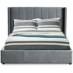 Cotecosy - lit double magorial avec sommier relevable 140x190cm velours gris