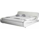 Mb moebel - lit double pour matelas lit adulte couleur blanc matriaux bois et simili cuir modle alessia ...
