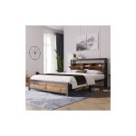 Libert - lit double en mtal 140 x 200 cm avec tte de lit rangement et sommier  lattes, lit adulte, ...
