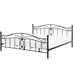 Beliani - lit double mtallique noir 180 x 200 cm en fer forg avec sommier  lattes inclus style romantique ...
