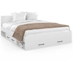Idmarket - lit double minea avec tiroirs + niches de rangement + tte de lit et sommier 140 x 190 cm ...
