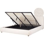 Lit double minimaliste avec rangement sous le sommier 180 x 200 cm blanc cassé bouclé blagnac Lit double minimaliste avec rangement sous le sommier 180 x 200 cm blanc cassé bouclé blagnac