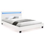Idmarket - lit double neo avec t�te de lit led int�gr�es et sommier 140 x 190 cm pvc blanc