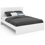 Idmarket - lit double omaha avec t�te de lit et sommier 140 x 190 cm blanc