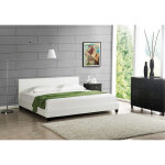 Lit double rembourré albacete sommier à lattes similicuir 140 x 200 cm blanc corium Lit double rembourré albacete sommier à lattes similicuir 140 x 200 cm blanc corium