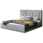 Les tendances - lit moderne en tissu clarin - avec ou sans rangement - gris clair - 200x200 - version ... Les tendances - lit moderne en tissu clarin - avec ou sans rangement - gris clair - 200x200 - version ...