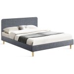 Idmarket - lit double scandinave balta - 140 x 190 cm - tissu gris anthracite - gris