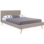 Idmarket - lit double scandinave oslo avec tête de lit et sommier 140 x 190 cm tissu beige effet lin Idmarket - lit double scandinave oslo avec tête de lit et sommier 140 x 190 cm tissu beige effet lin