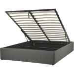 Lit double en tissu gris 140 x 200 cm avec coffre de rangement de style minimaliste pour chambre moderne ...