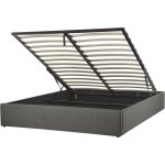 Lit double en tissu gris 160 x 200 cm avec coffre de rangement de style minimaliste pour chambre moderne ...