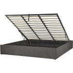 Beliani ? lit coffre 180x200 cm en tissu gris fonc� ? rangement sous le lit ? sommier � lattes ? design ...