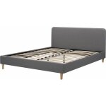 Lit double en tissu  louise  - 140 x 190 cm - gris