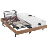 Lit lectrique de relaxation lattes et plots + matelas mmoire de forme et bambou - 2 x 80 x 200 cm - ...