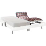 Lit �lectrique de relaxation tout plots + matelas accueil latex - 2 x 80 x 200 cm - blanc - ether de ...