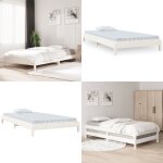 Lit empilable sans matelas blanc 90x190 cm bois de pin massif - lit superposé - lit enfant - lit double ... Lit empilable sans matelas blanc 90x190 cm bois de pin massif - lit superposé - lit enfant - lit double ...