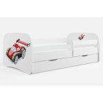 Lit enfant automobile avec sommiers et barri�re de s�curit� amovible drimy - 70x140 - tiroirs avec tiroir ...