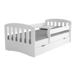 Lit enfant avec barrire de scurit amovible blanc klaky - 80x140