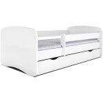 Lit enfant blanc avec sommiers et barri�re de s�curit� amovible drimy - 70x140