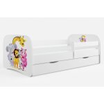 Lit enfant blanc zoo avec sommiers et barrière de sécurité amovible drimy - 70x140 Lit enfant blanc zoo avec sommiers et barrière de sécurité amovible drimy - 70x140