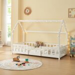 [en. casa] - lit cabane sisimiut pin 90 x 200 cm blanc