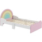 Lit enfant design girly motifs arc en ciel, nuages - sommier  lattes inclus - mdf contreplaqu rose ...
