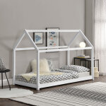 [en. casa] - lit enfant design maison netstal pin 160 x 80 cm blanc