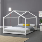 [en. casa] - lit cabane cerro bois de pin 140 x 200 cm blanc