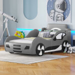 Modernluxe - lit voiture - lit coffre en similicuir 90x200cm avec sommier � lattes - gris