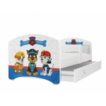 Kids literie - lit enfant happy 80x160 pat patrouille blanc livr� avec sommiers, tiroir et matelas en ...