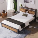 Redom - lit en mtal pour adultes, lit jeune 140x200 cm avec tte de lit coffre et sommier  lattes, ...