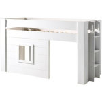Les tendances - lit cabane surélevé 90x200 cm avec fenêtre et échelle blanc Les tendances - lit cabane surélevé 90x200 cm avec fenêtre et échelle blanc