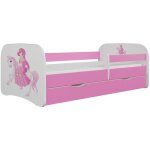 Lit enfant princesse rose  cheval avec sommiers et barrire de scurit amovible drimy - 70x140