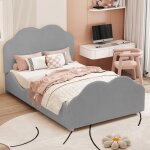 Modernluxe - lit enfant rembourr en velours - 90x200cm - avec tte de lit en forme de nuage + sommier ...