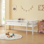 [en. casa] - lit enfant siikalatva bois de pin 90 x 200 cm blanc