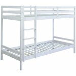 Décoshop26 - lit enfant superposé en bois avec sommier à lattes 90x200 cm blanc lit06097 Décoshop26 - lit enfant superposé en bois avec sommier à lattes 90x200 cm blanc lit06097