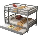 Gutent - lit d'enfant superpos� gris 140 x 200cm avec escalier