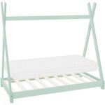 Lit d'enfant tipi 70 x 140 cm menthe avec matelas  mousse froide hypoallergnique et sommier  lattes, ...