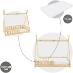 Ml - design - lit enfant tipi 70x140 cm naturel avec matelas  mousse froide polyester, housse amovible, ...