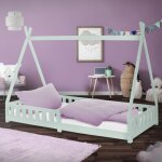 Ml - design - lit d'enfants tipi 90x200 cm vert menthe avec protection antichutes et sommier à lattes, ... Ml - design - lit d'enfants tipi 90x200 cm vert menthe avec protection antichutes et sommier à lattes, ...