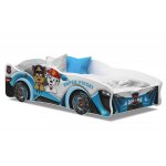 Lit enfant voiture 80x160 cm ? panneaux mdf stratifi�s ? barri�res de s�curit� ? inclus sommier et matelas ...