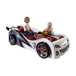Paris prix - lit enfant voiture 'brap' 90x200cm blanc Paris prix - lit enfant voiture 'brap' 90x200cm blanc
