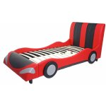 Lit pour enfant voiture sommier à lattes synthétique bois 190x100cm noir rouge 040003618 Lit pour enfant voiture sommier à lattes synthétique bois 190x100cm noir rouge 040003618
