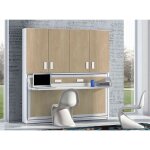Les tendances - lit escamotable 140x190 p 53cm chne clair avec tagres et bureau miko