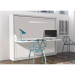 Les tendances - lit escamotable avec bureau 140x190 blanc satin p 35 kinoa