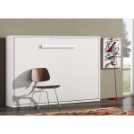 Lit escamotable horizontal 160x200 optima - coffrage blanc - faade wengu