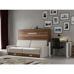 Les tendances - lit escamotable horizontal avec canap vetal 140x190 - canap blanc - structure et faade ...