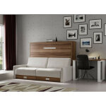 Lit escamotable horizontal avec canap vetal 160x200 - canap beige - structure et faade vison 3d
