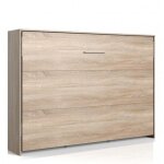 Inside75 - lit escamotable horizontal vanier dcor chne couchage 140 x 200 cm